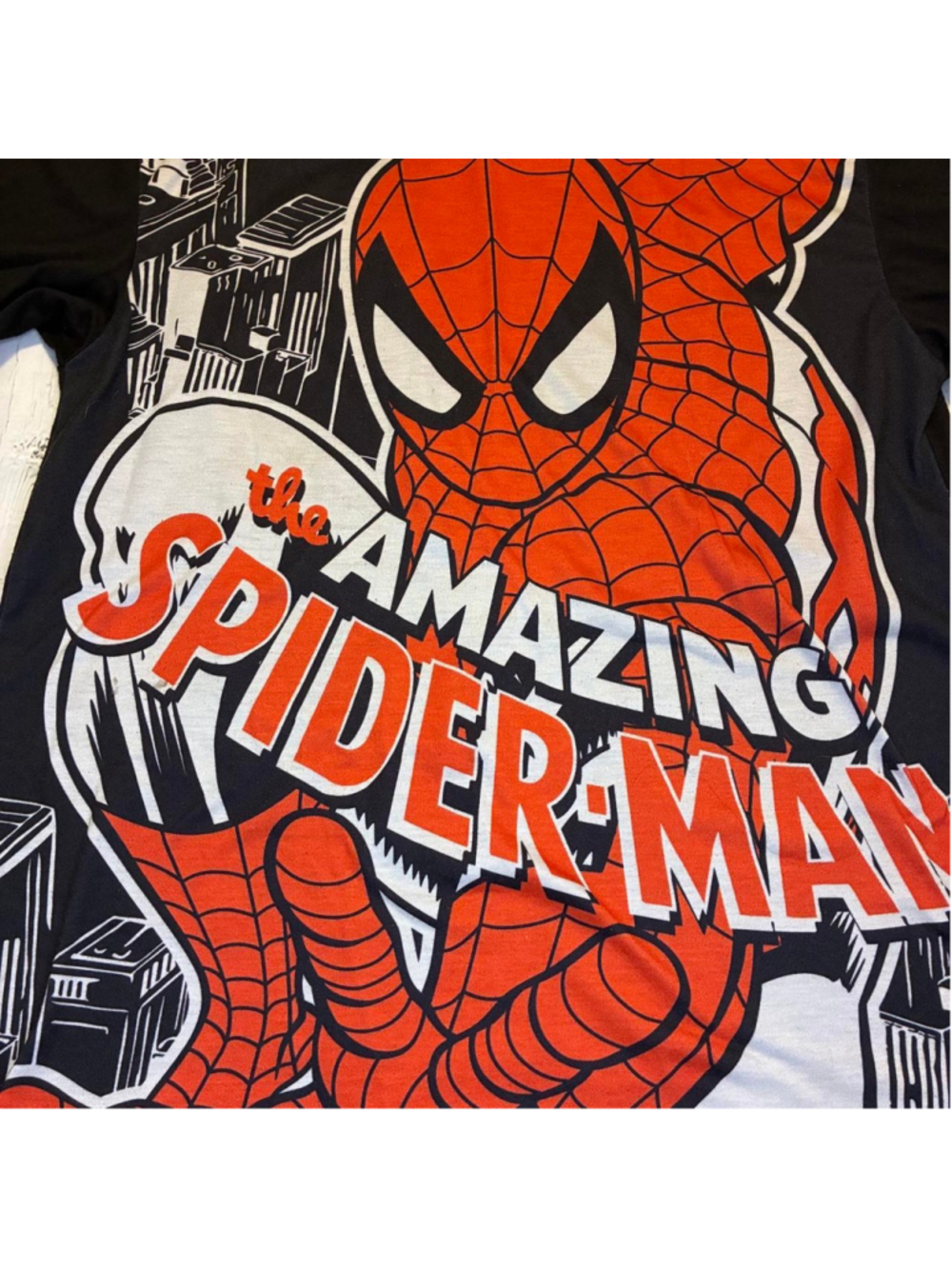 Marvel Spider-Man black t-shirt with red Spider-Man graphic, size 14/16